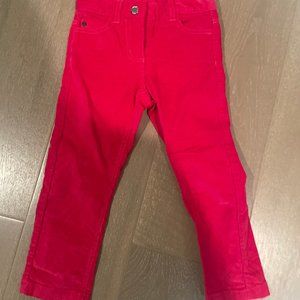 Jacadi Paris Girls Corduroy Pants - Berry Rose -Size 3A